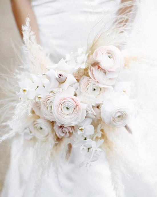 Wedding bouquet with white grasses
