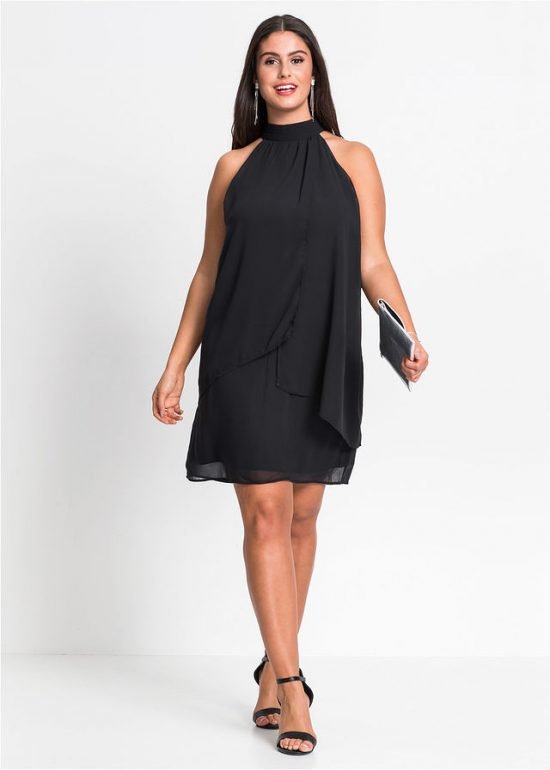 czarna sukienka na wesele plus size do kolana