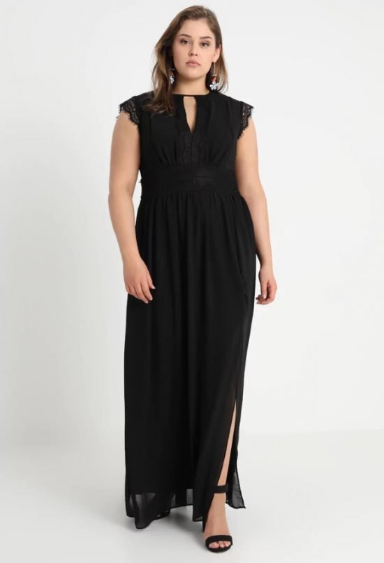 czarna sukienka na wesele plus size maxi