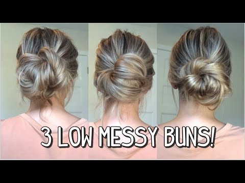 3 WAYS TO DO A LOW MESSY BUN PART 2! LONG, MEDIUM, AND LONG HAIRSTYLES!