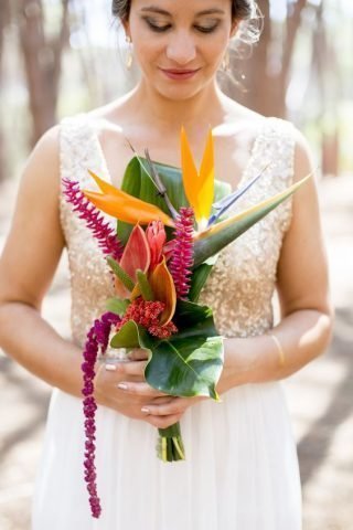 Bukiet ślubny z egzotycznymi kwiatami